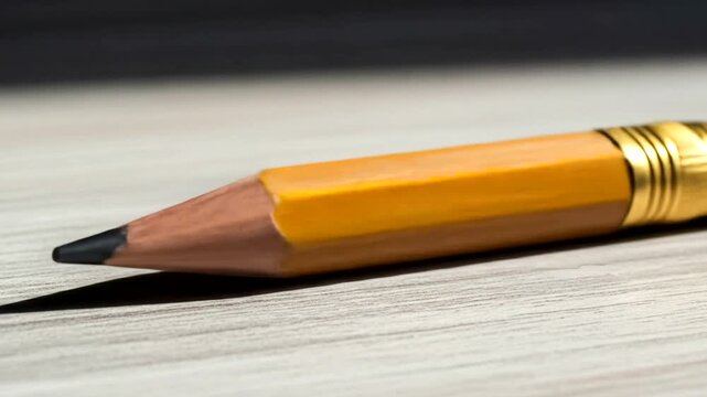 Close-up of a No. 2 Pencil on a Wooden Surface.