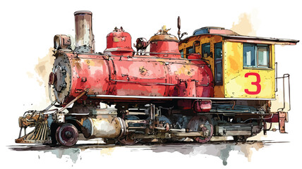 Fototapeta premium Train Number 3 Vector Painting for Transportation Enthusiasts