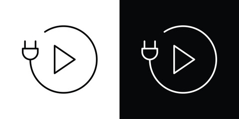 Plug and play icon line drawing clipart symbol. Vector illustration