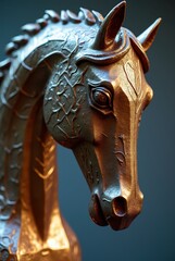 Bronze horse sculpture showing intricate details and texture