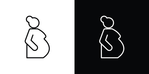 Pregnant woman icon line drawing clipart symbol. Vector illustration
