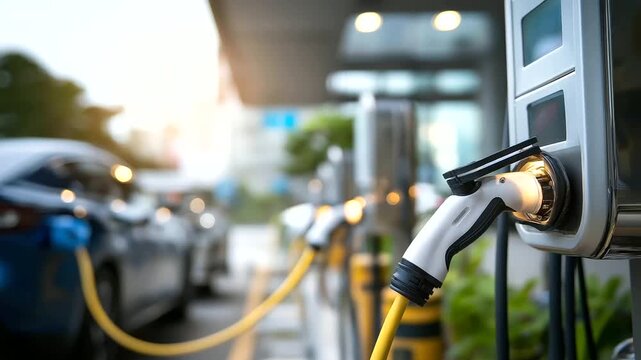 Fast charging station for electric cars equipped with quick charger rapid EV charging high speed power supply efficient charging infrastructure modern charging technology with