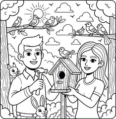 Abstract geometric composition with bold colors and text elements