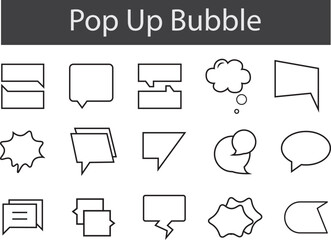 simple pop-up bubble line art vector set. liner icon design. text speech, bubbles, message, chat and more editable vector design
