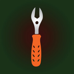 Illustration of a wrench with an orange handle on a dark green background