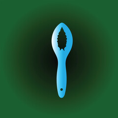 A light blue citrus peeler on a dark green background with a gradient