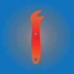 Orange wrench on a blue background for tightening and loosening fasteners