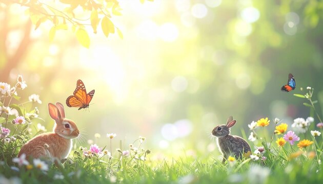 easter bunny in the grass - Powered by Adobe