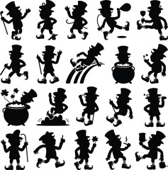 Fototapeta premium Leprechaun St. Patrick's Day Silhouette Set