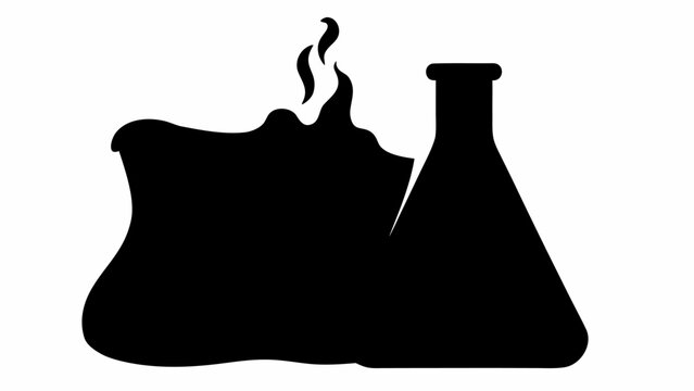 Silhouette illustration of laboratory glassware with liquid and steam emitting from the beaker shape