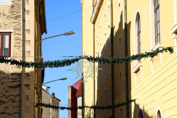 Christmas decorations on the street in Split, Croatia.