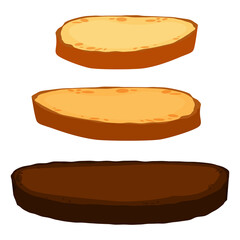 A set of cut pieces of bread of different types