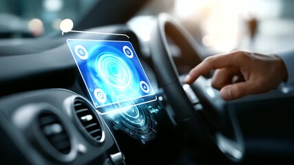 Faceless businessman using modern smart car interface with futuristic digital display 3D rendering visualization automotive technology connected vehicle intelligent - Powered by Adobe