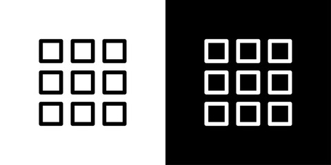 Grid view icon with multiple squares, representing tiled layout, visual browsing, organized content, and item grouping.