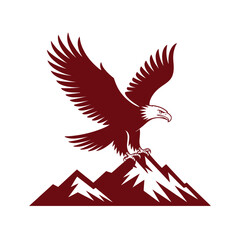 Obraz premium A majestic eagle with outstretched wings perches atop a snowy mountain peak.