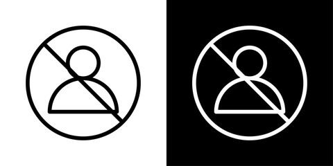 User profile with a block sign, representing restricted access, banned users, denied entry, and account prevention actions.