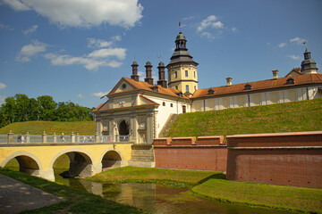 Nesvizh Castle Entrance Bridge and Towers over the Moat