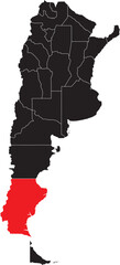 Santa Cruz Region on Map of Argentina Editable Vector