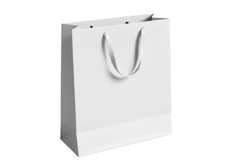 A simple white paper gift bag isolated on transparent background