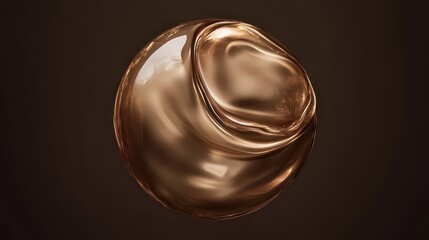 A flowing ribbon of liquid mercury forming a smooth metallic sphere with glossy reflections