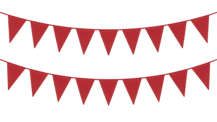 Red Triangle Flag Garland – Isolated Festive Bunting on Transparent Background