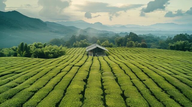 Video A small house surrounded by a lush tea plantation