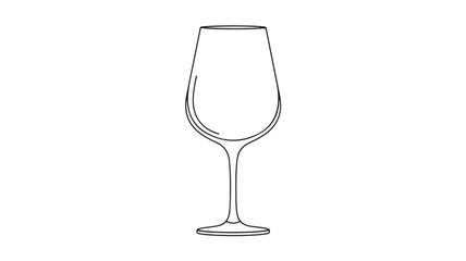 Empty Wine Glass Line Art Illustration Isolated on White