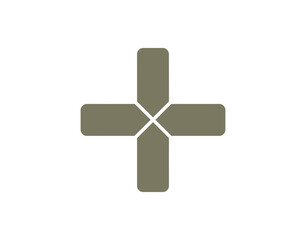 Obraz premium Illustration of a plus sign with rounded edges in a muted green color