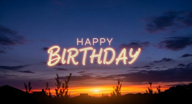 Happy birthday wishes sunset background image for cards and greetings beautiful sky and landscape view