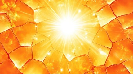 Brilliant sunlight reflecting off a textured cracked surface creating a vibrant golden glow