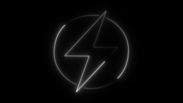 Lightning icon illustration electric power vector logo design element. Lightning bolt sign in the circle. Motion graphics of power icon concept.