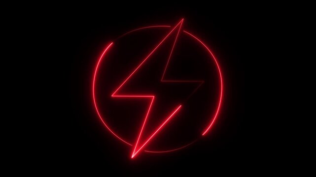 Lightning icon illustration electric power vector logo design element. Lightning bolt sign in the circle. Motion graphics of power icon concept.