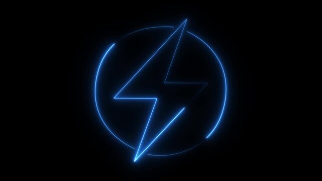 Lightning icon illustration electric power vector logo design element. Lightning bolt sign in the circle. Motion graphics of power icon concept.