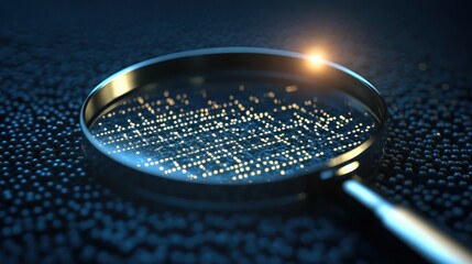 Close up of bacteria colony under a magnifying glass