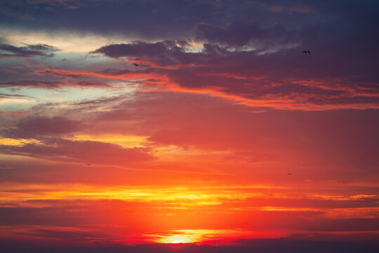 Sunset dramatic sky clouds or sunrise cloudscape - Powered by Adobe