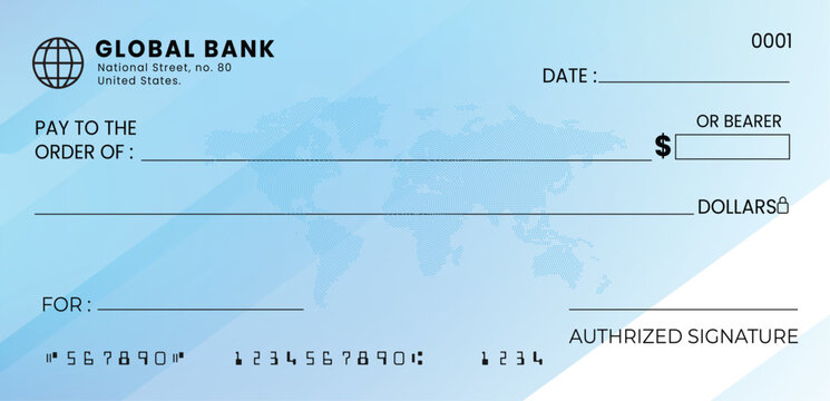 Blank cheque for managing finances, Blank Personal Cheque, Payment by cheque concept.

