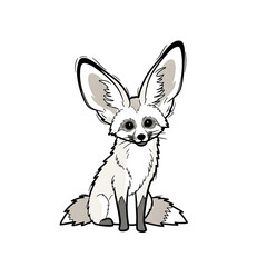 Fennec fox illustration with large ears and a playful expression  