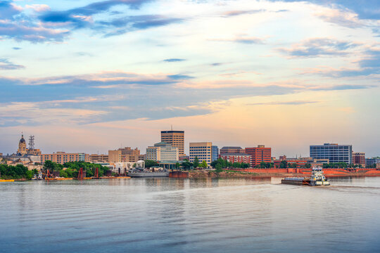 Evansville, Indiana, USA Downtown Skyline on the Ohio River 2002