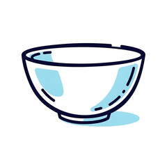Simple white bowl illustration with light blue accents  