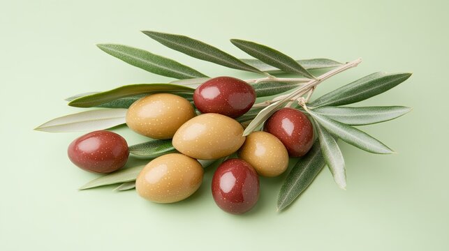 Minimalist green background featuring olive branches on the right, perfect for elegant invitations or announcements in modern design