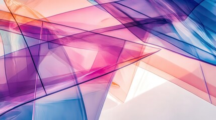 Colorful translucent overlapping shapes and lines artwork