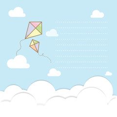 printable memo notes with kite and clouds