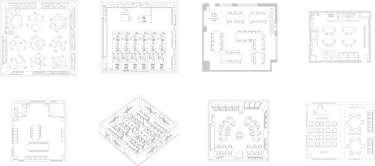 Diverse Office and Meeting Space Floor Plan Designs Keywords: office, floor plan, layout