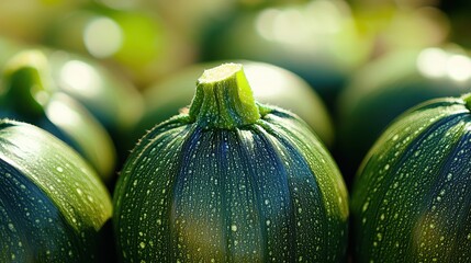 Close up of fresh organic zucchini with dark green skin