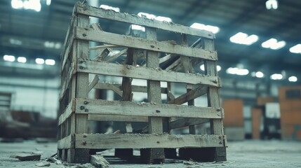 Deconstructed wooden crate showing splinters and structural damage