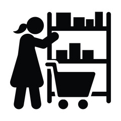 Shopping icon pictogram customer browsing at shop glyph vector illustration