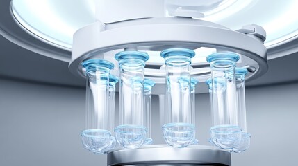 Microfuge tubes loaded into a centrifuge machine for scientific testing