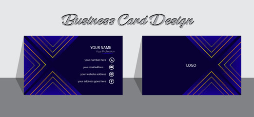 Business Card Vector Layout – Editable Print-Ready Card Design in Blue and gold gradient Color