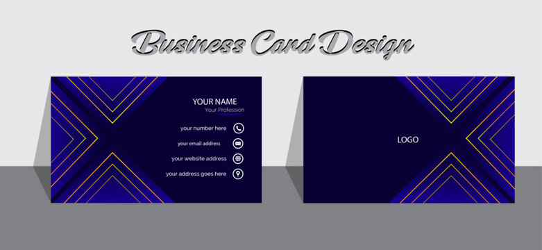 Business Card Vector Layout – Editable Print-Ready Card Design in Blue and gold gradient Color	
