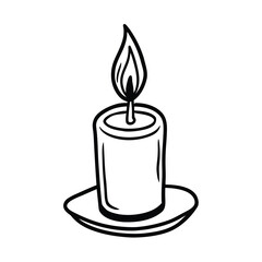 A vector illustration of a burning candle flame next to a hot cup of coffee with steam at a cafe